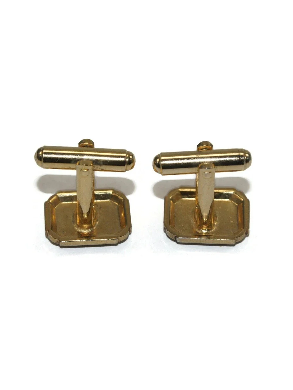 Vintage Textured Gold Tone Octagonal Cuff Links.